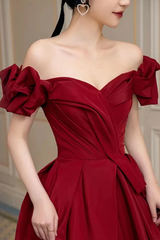 Lovely Wine Red Sweetheart Long A-Line Prom Dress