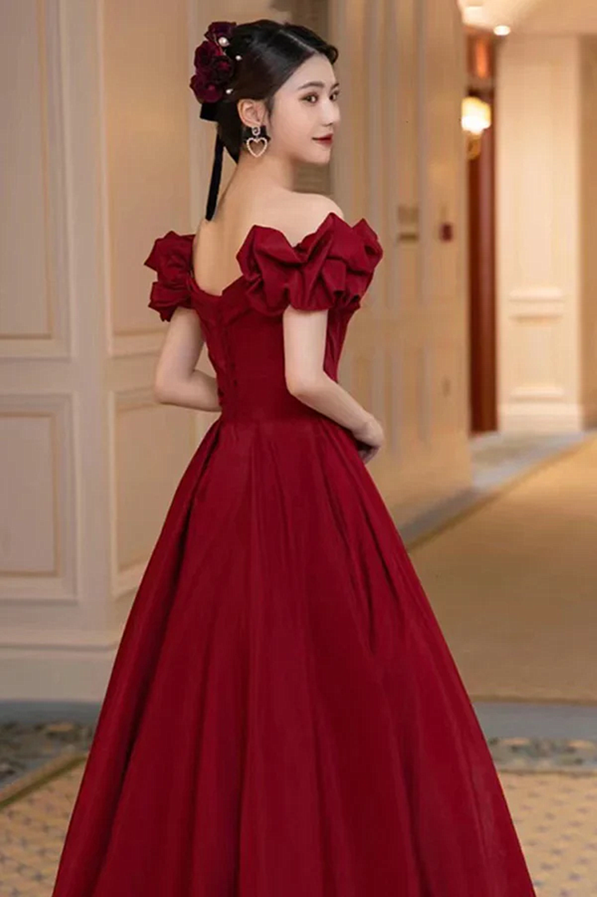 Lovely Wine Red Sweetheart Long A-Line Prom Dress