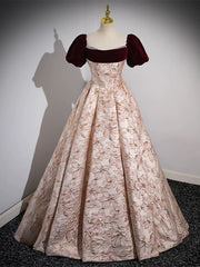 Pink Floral Off Shoulder Beaded Long Prom Dress