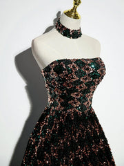 Vestido de fiesta elegante de corte A con lentejuelas 