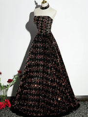 Vestido de fiesta elegante de corte A con lentejuelas 
