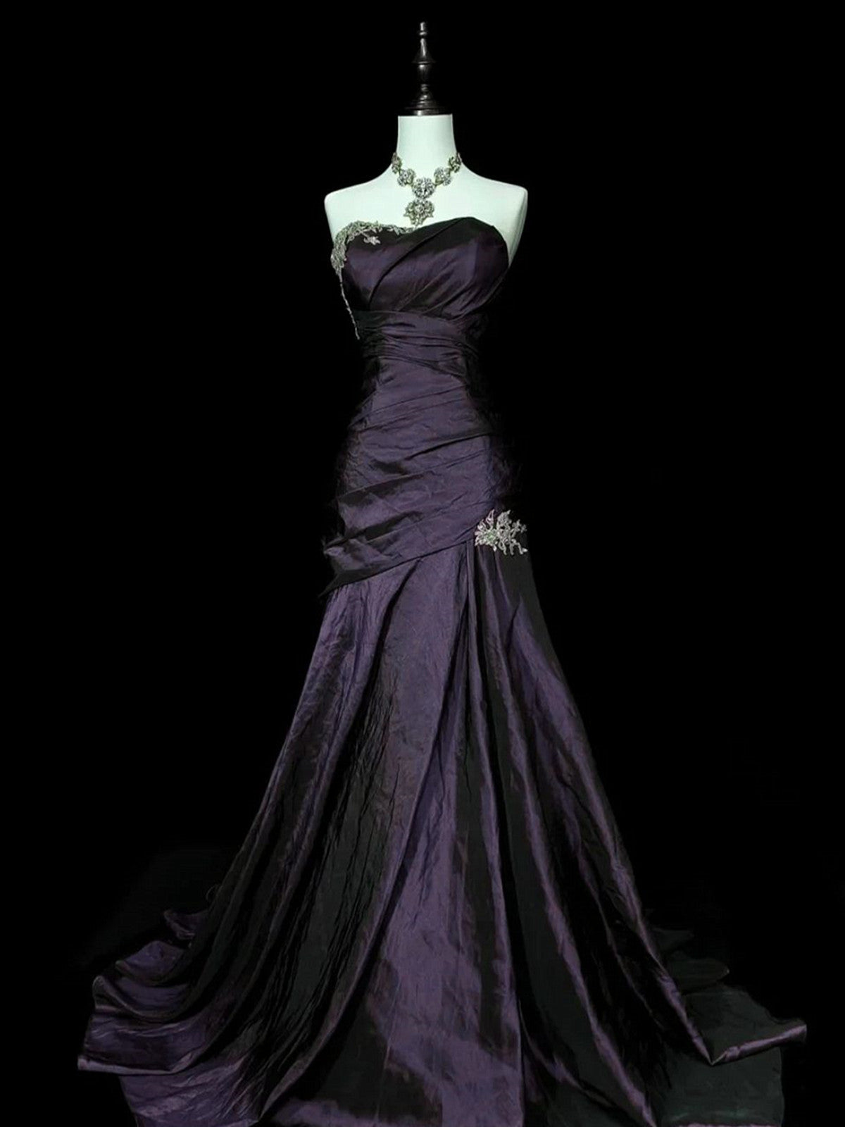 Purple Taffeta Mermaid Sweetheart Long Evening Dress