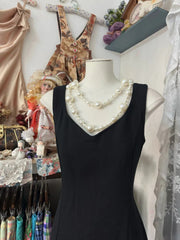 Black Simple V-neckline Straps Long Evening Dress