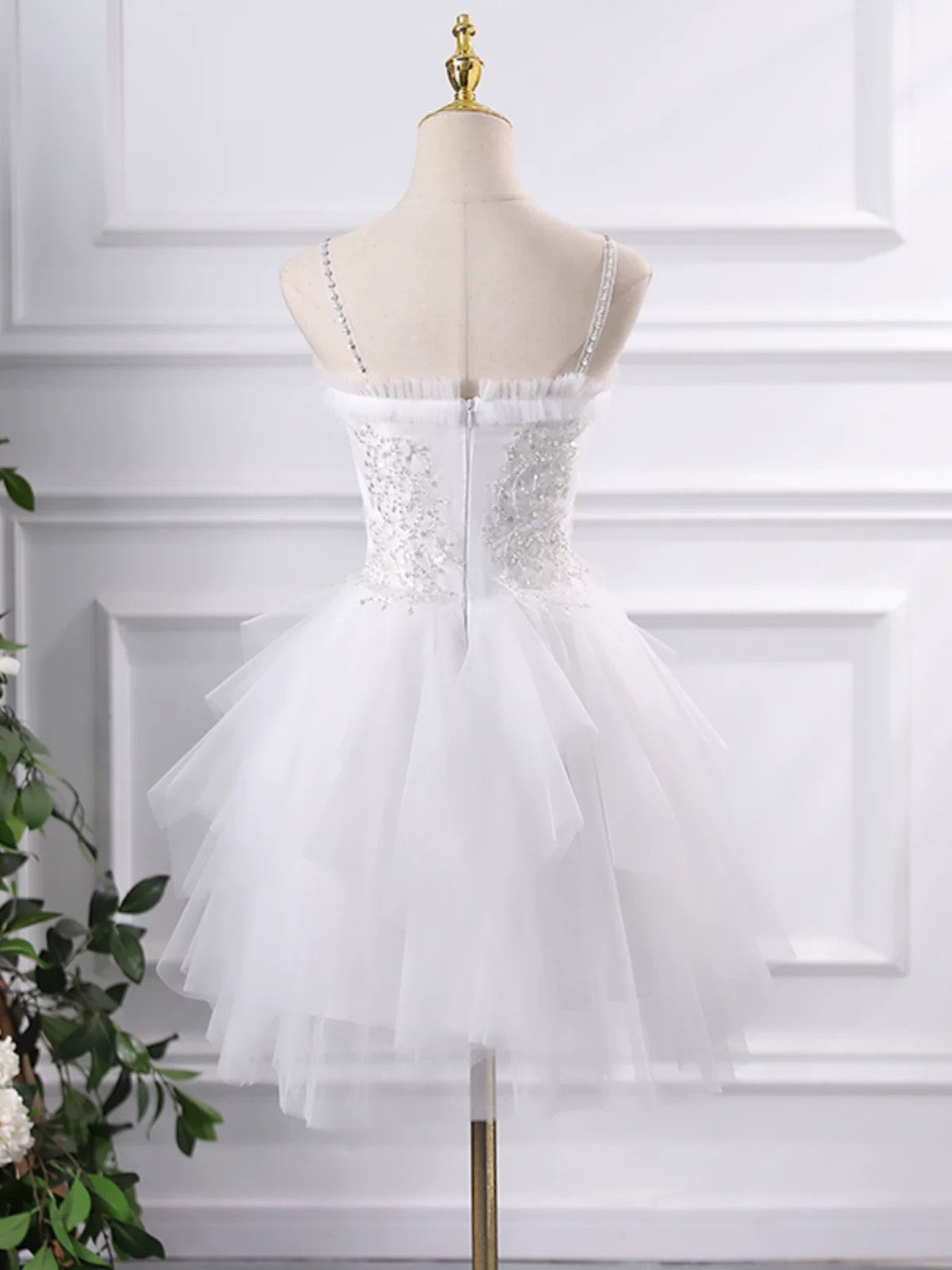 Lovely Tulle with Lace Applique Straps Short Party Dress