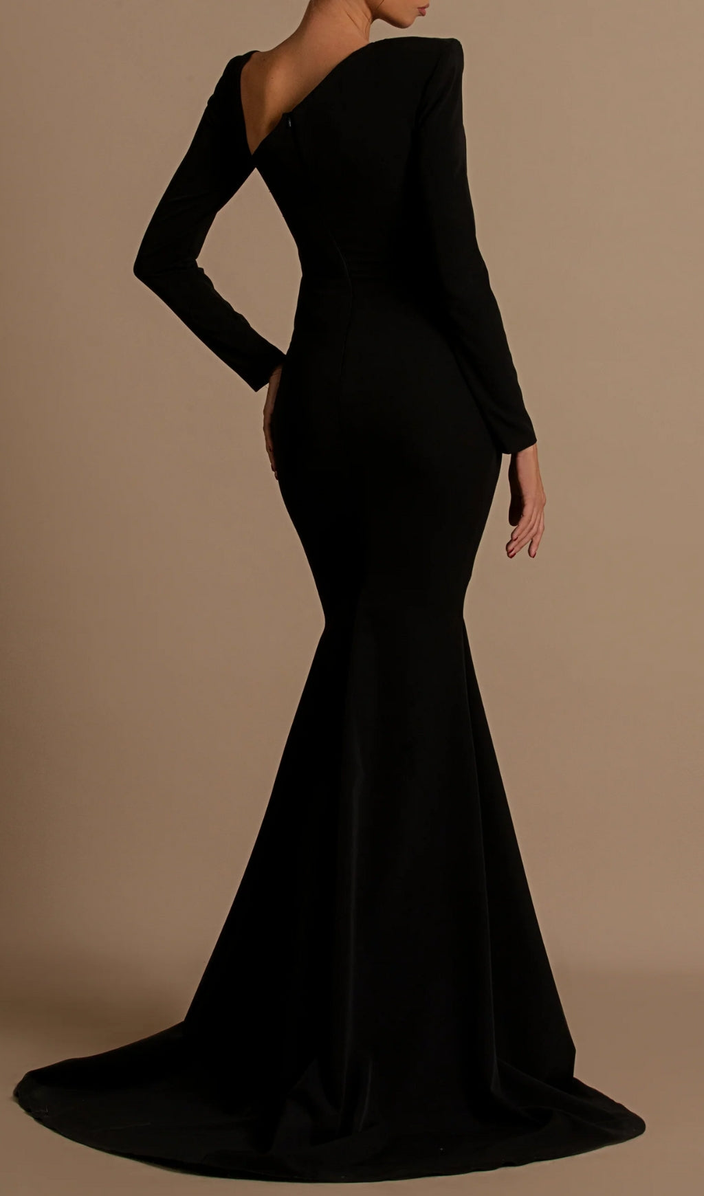 Dazzling Black Velvet Mermaid Gown with Crystal Serpent Cut-Out