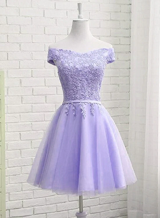 Beautiful Light Purple Short Bridesmaid Dress