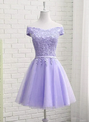 Beautiful Light Purple Short Bridesmaid Dress