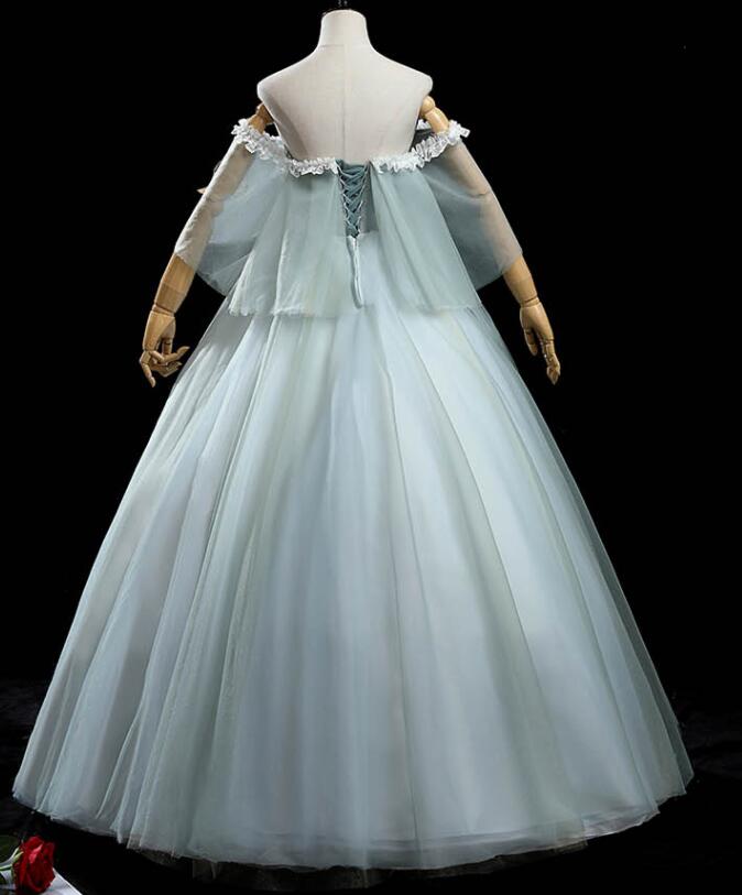 Charming Princess Light Green Tulle with Lace Flowers Prom Dress