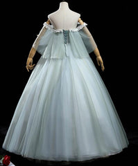 Charming Princess Light Green Tulle with Lace Flowers Prom Dress