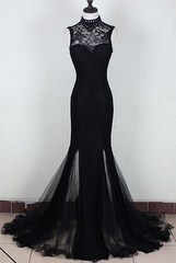 Charming Black Mermaid Backless Long Evening Dress