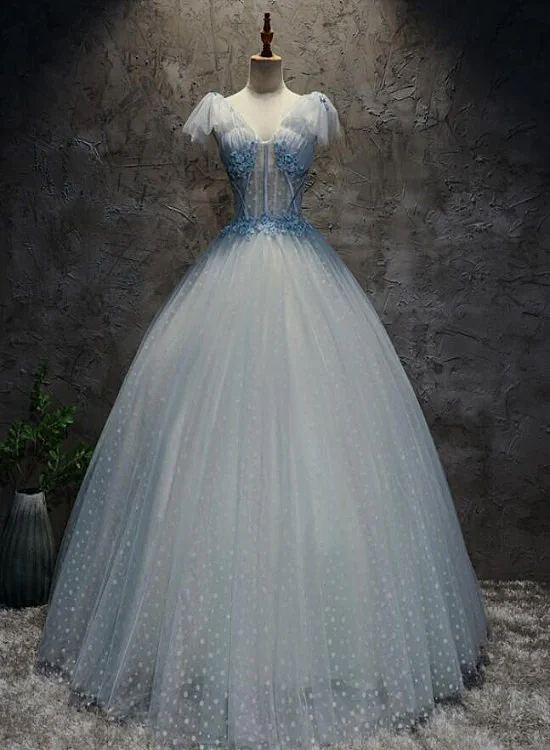 Light Blue Tulle Long Party Dress Formal Dress