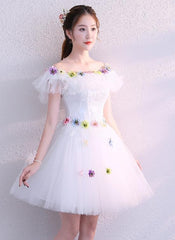 Beautiful White Tulle Short Homecoming Dress