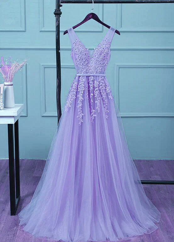 Light Purple Tulle Long Party Dress