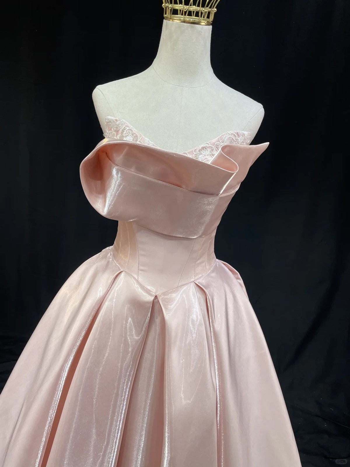 Vestido de fiesta largo de satén rosa sin tirantes, corte A 