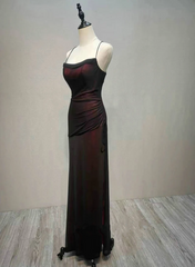 Black and Red Straps Long Simple Party Dress