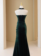 Dark Green Velvet Long Evening Dress Party Dress
