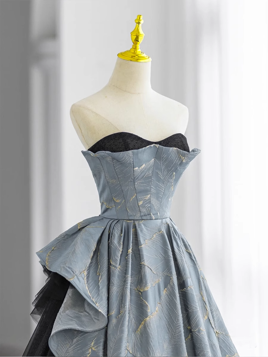 Glam A-line Blue-Grey Sweetheart Long Party Dress