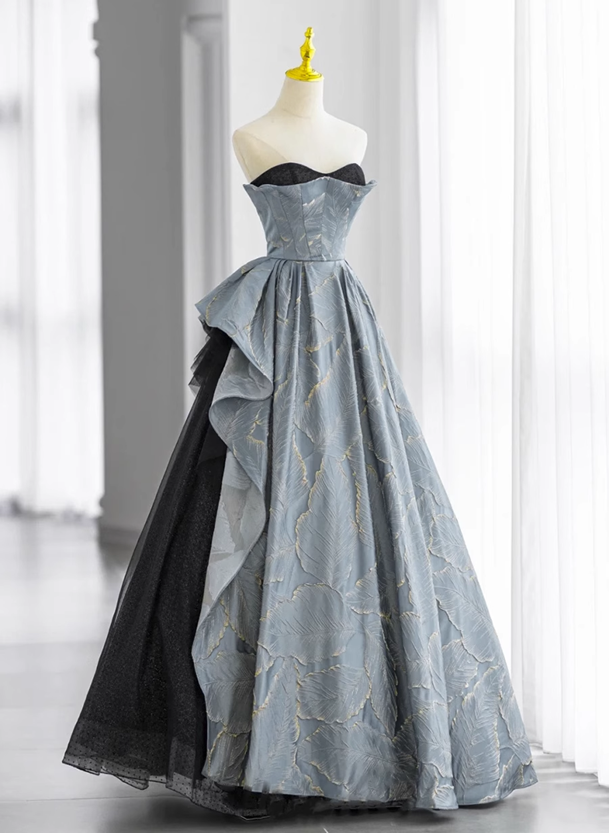 Glam A-line Blue-Grey Sweetheart Long Party Dress