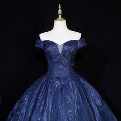 Vestido largo formal de fiesta azul marino 