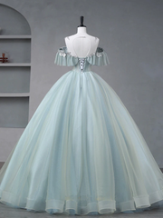 Beautiful Mint Blue Round Neckline Party Dress