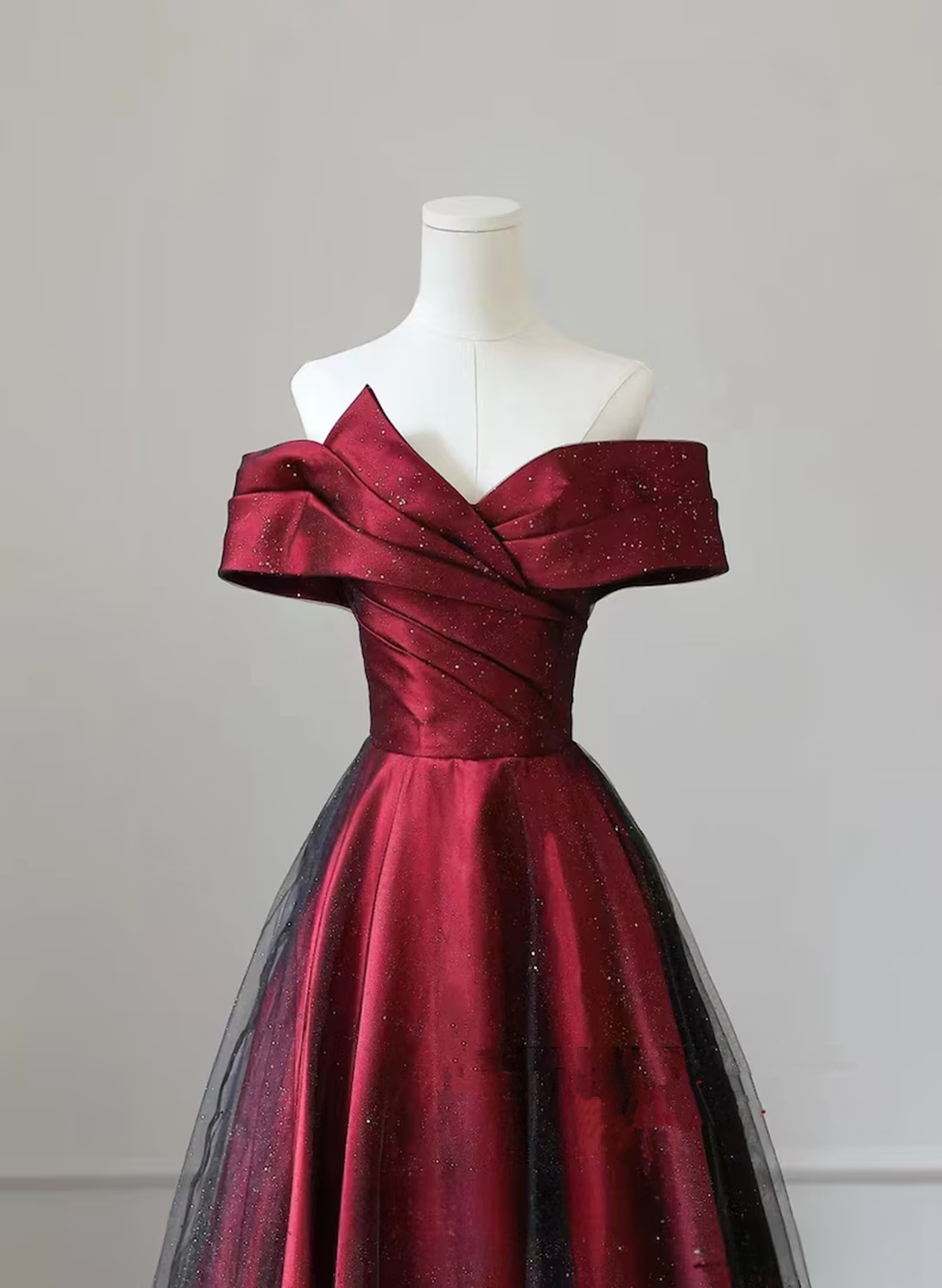Vestido de fiesta de satén rojo y negro Vestido de fiesta 