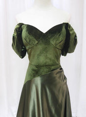 A-line Green Sweetheart Velvet Long Party Dress