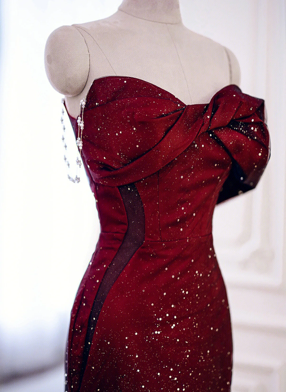 Vestido de fiesta largo negro y rojo Vestido de fiesta 