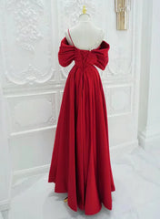 Bonito vestido de fiesta largo sencillo de corte A en color rojo 
