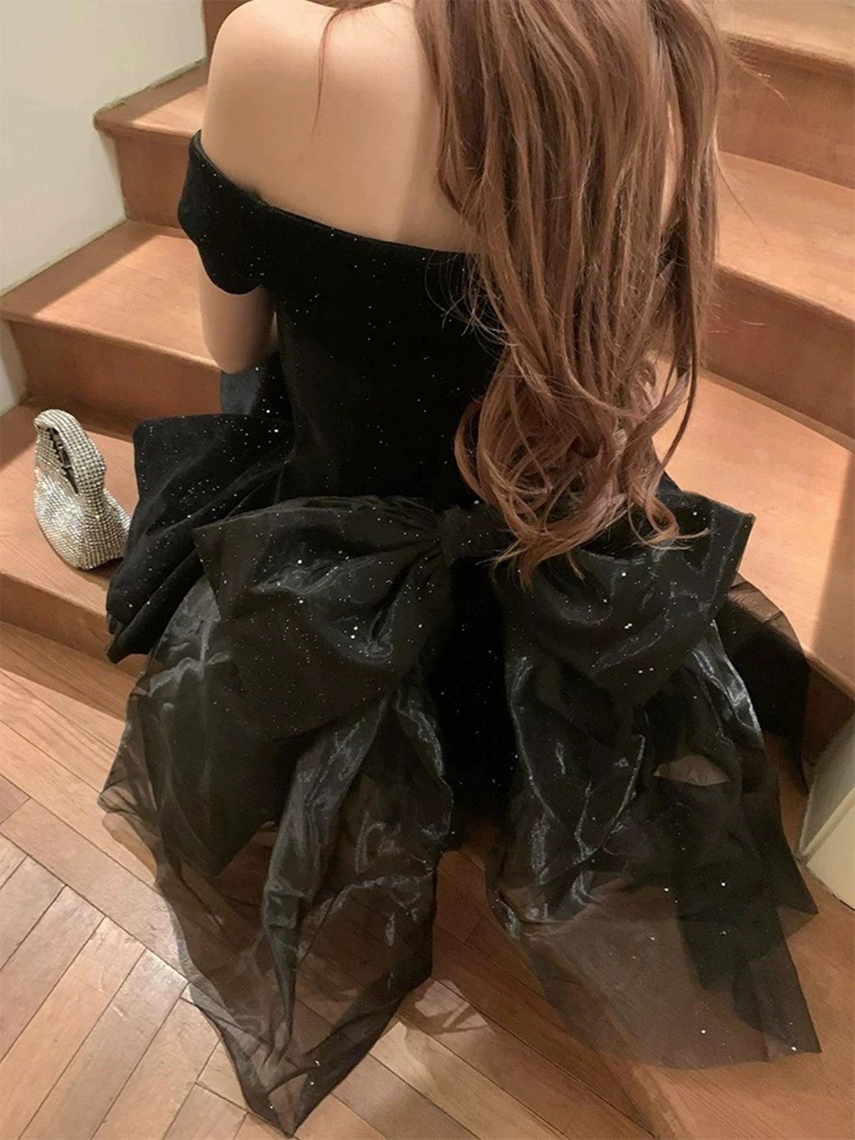 Black Velvet Short Party Dress Homecoming Dress