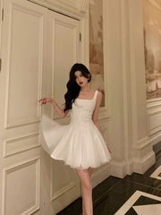 Ivory Straps Chiffon Short Simple Graduation Dress