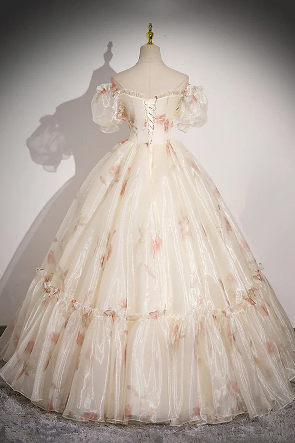 Lovely Floral Beaded Short Sleeves Party Dress