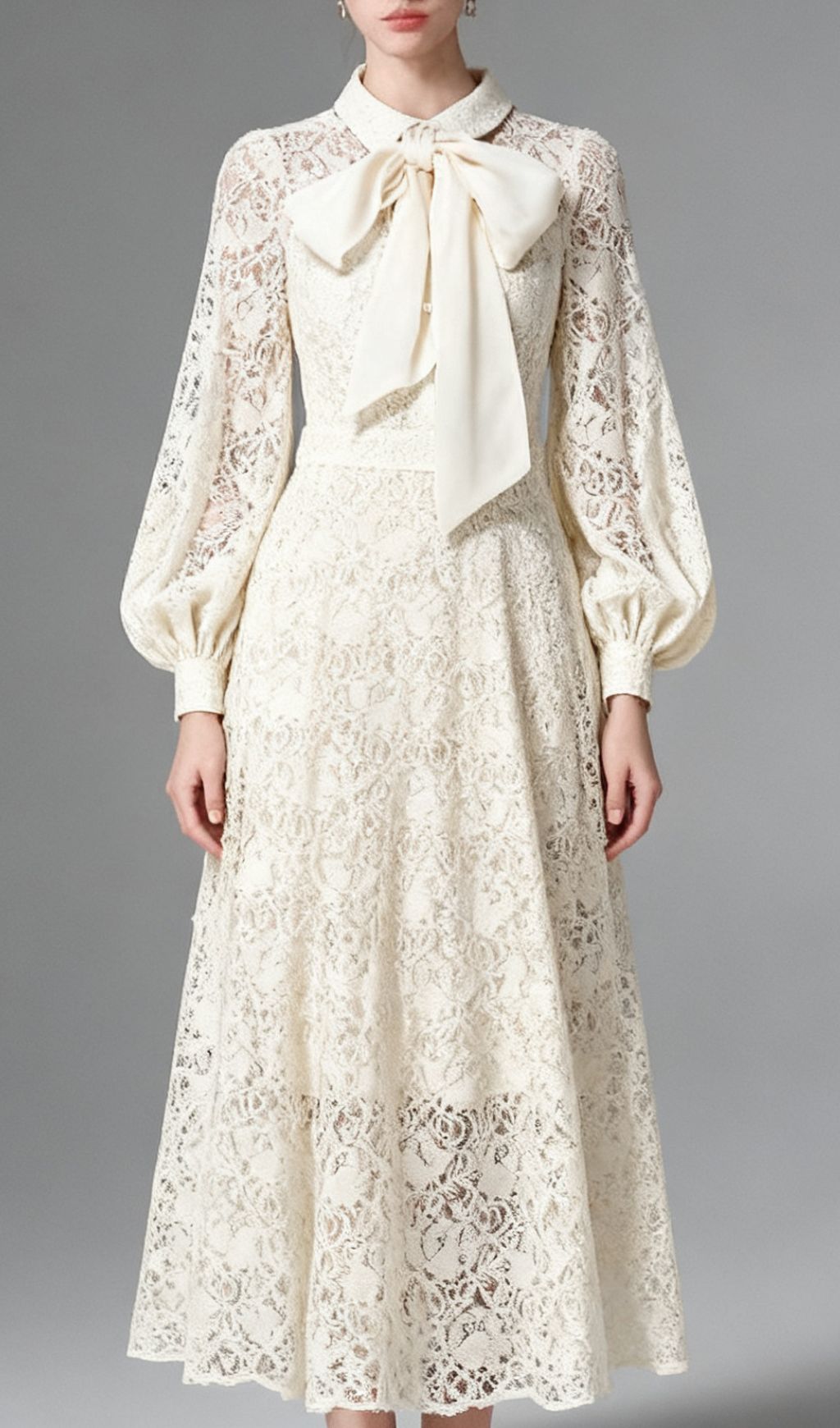 Issay Elegant Lace Maxi Dress with Statement Bow