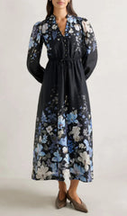 Gayatri Elegant Floral Print Long Sleeve Midi Dress