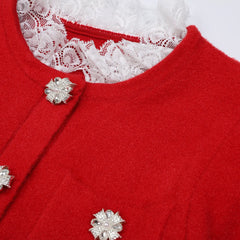 Vibrant Red Knit Mini Dress