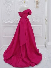 Fuchsia High Low Off Shoulder Party Dress