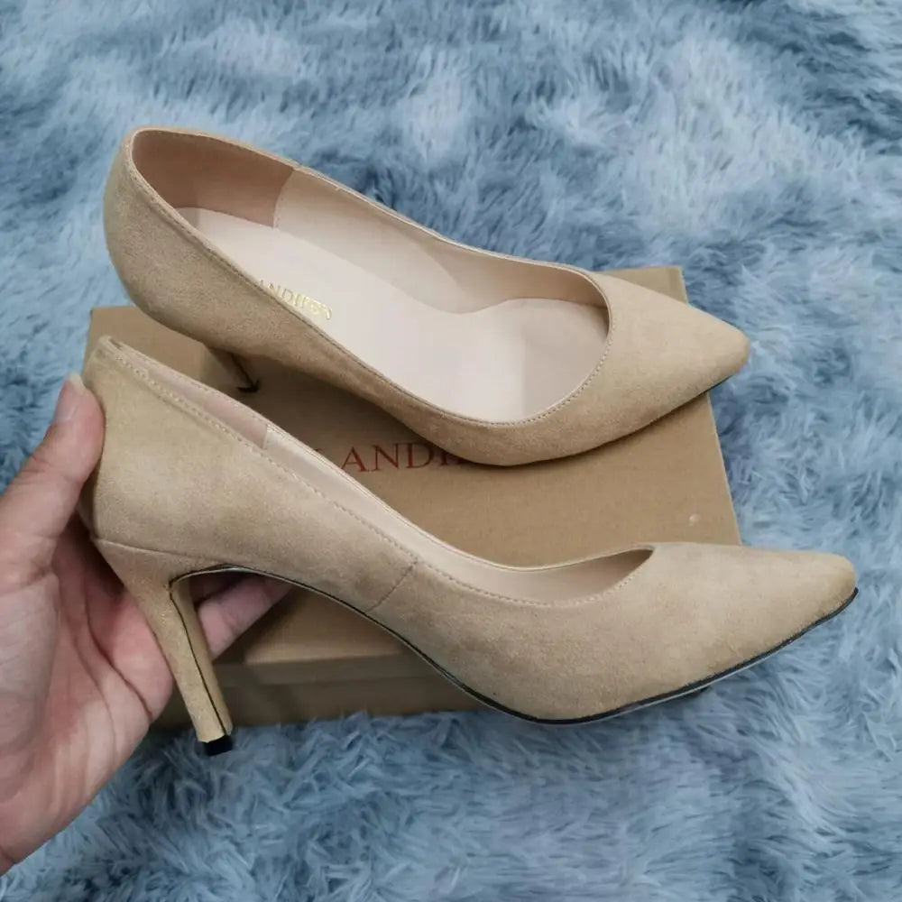 13 Style Large Pumps Classic Sexy Pointed Toe 9cm mid High Heels Pumps Faux Black red Office Party Wedding Shoes