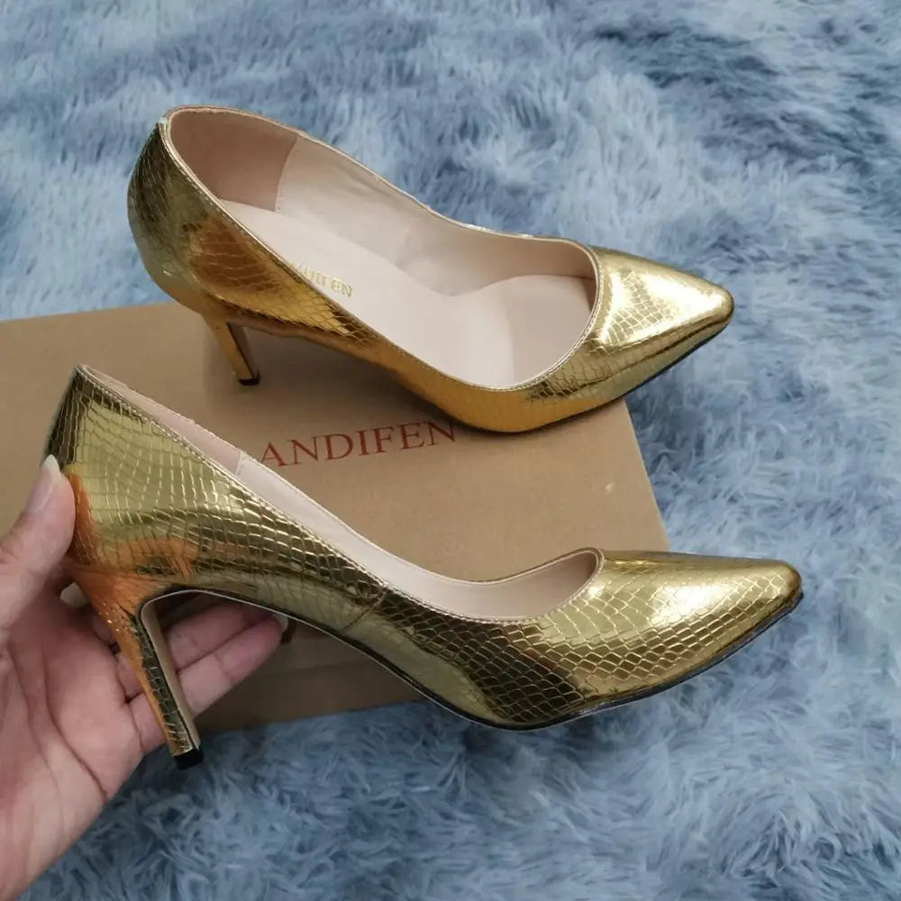13 Style Large Pumps Classic Sexy Pointed Toe 9cm mid High Heels Pumps Faux Black red Office Party Wedding Shoes