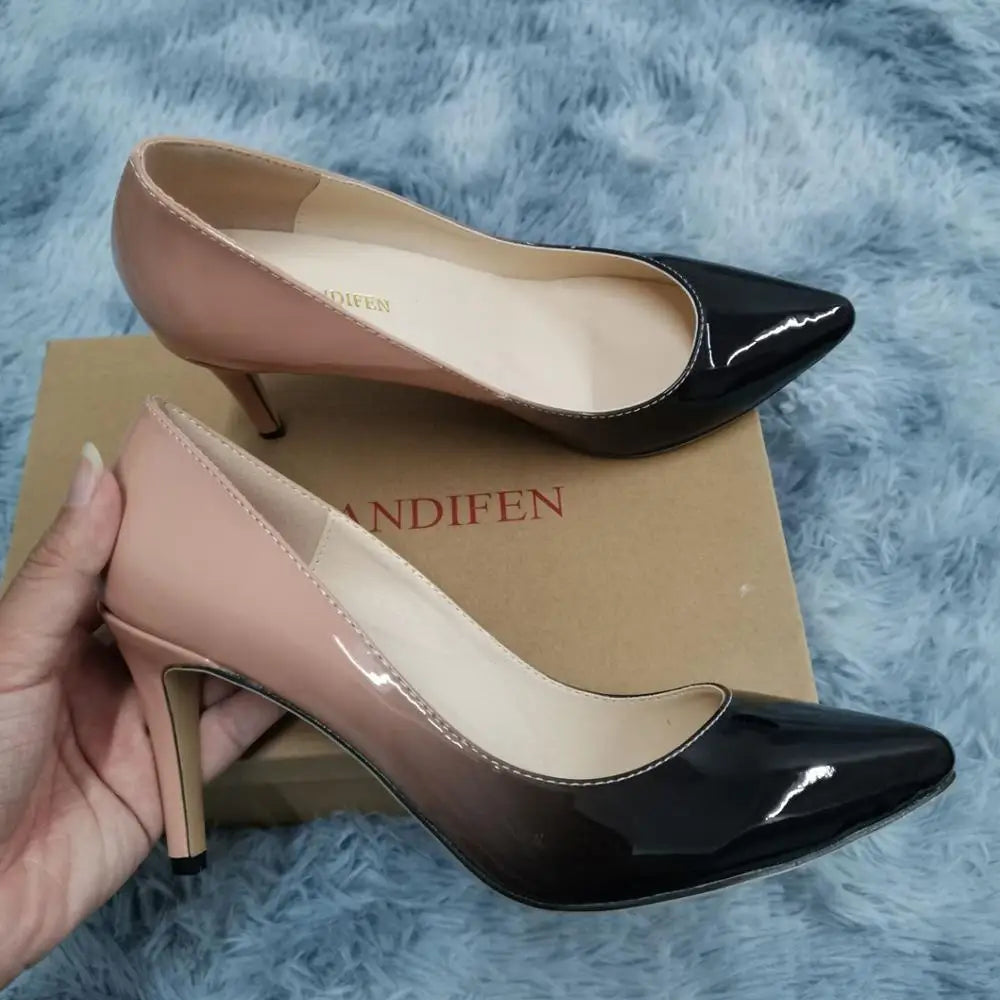 13 Style Large Pumps Classic Sexy Pointed Toe 9cm mid High Heels Pumps Faux Black red Office Party Wedding Shoes