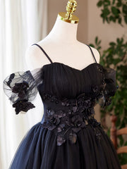 Vestido corto de tul azul marino para el regreso a casa 