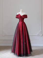 Vestido de fiesta de satén rojo y negro Vestido de fiesta 
