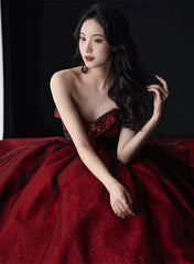Vestido de fiesta de manga larga negro y rojo Vestido de noche 