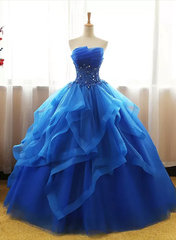 Lovely Royal Blue Tulle Prom Dress