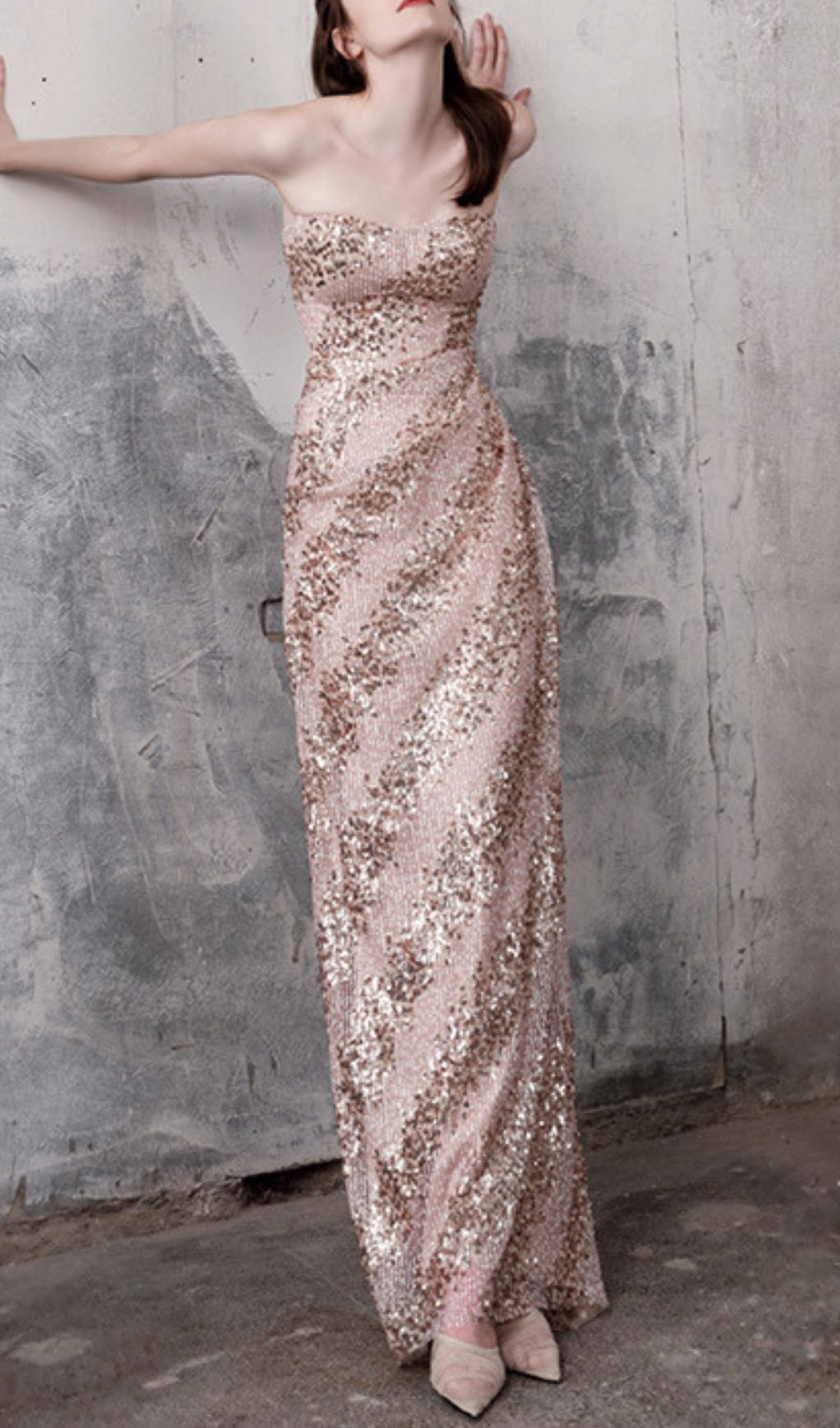 Janya Dazzling Strapless Sequin Maxi Dress