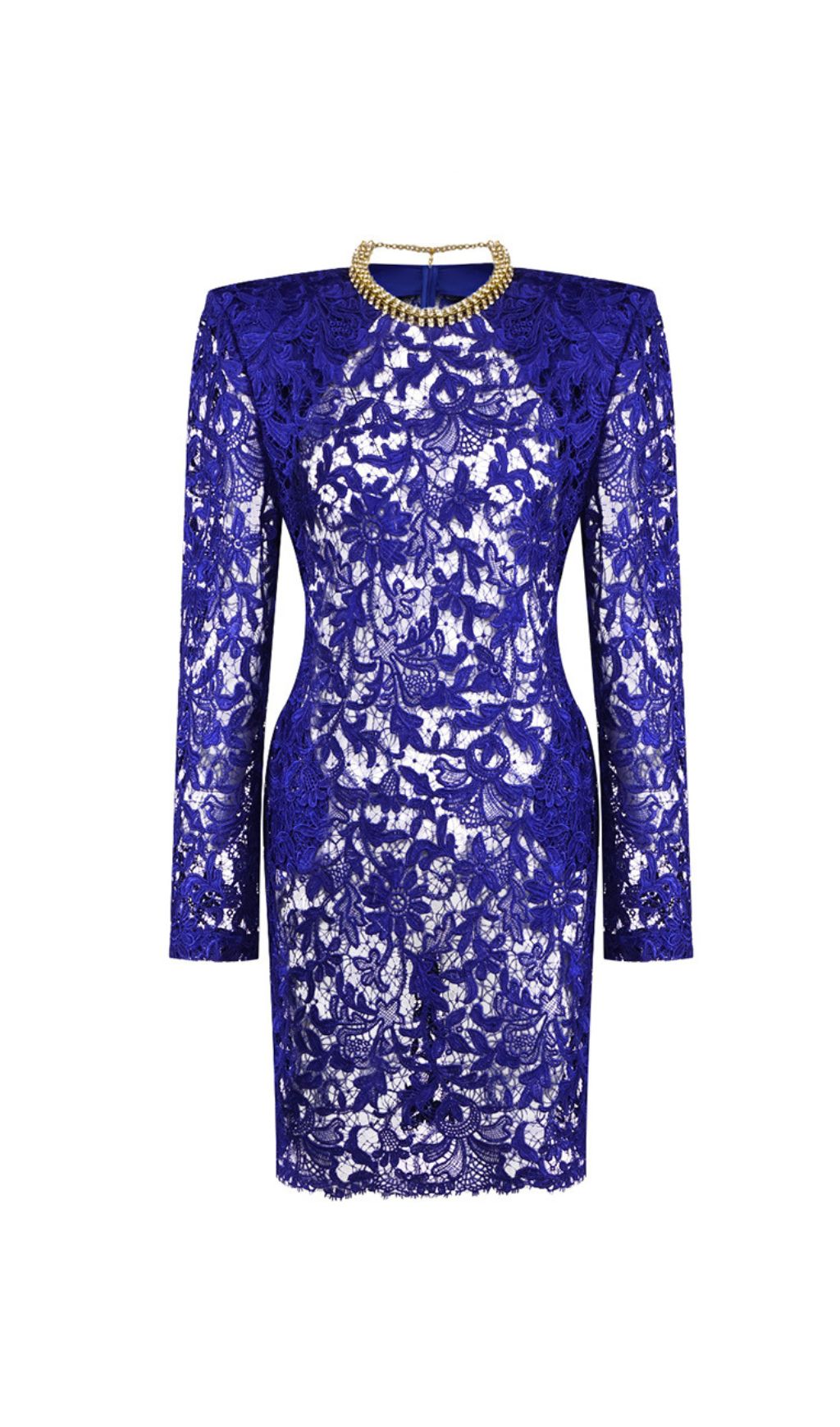 Hermia Royal Blue Lace Long Sleeve Mini Dress