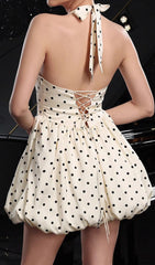 Dafydd Retro Polka Dot Halter Mini Dress