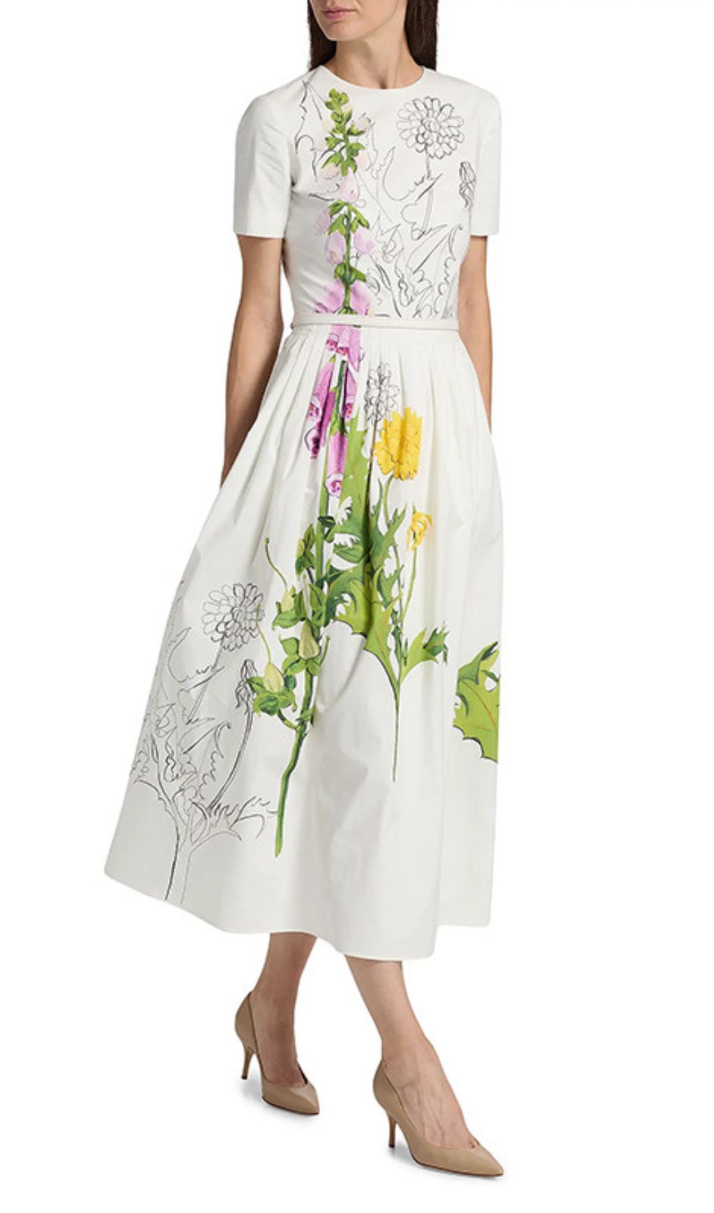 Issac White Artistic Floral Midi Dress