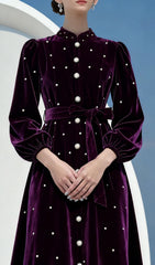 Iwalani Velvet Embellished Midi Dress