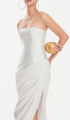 Julianne White Strapless Maxi Dress