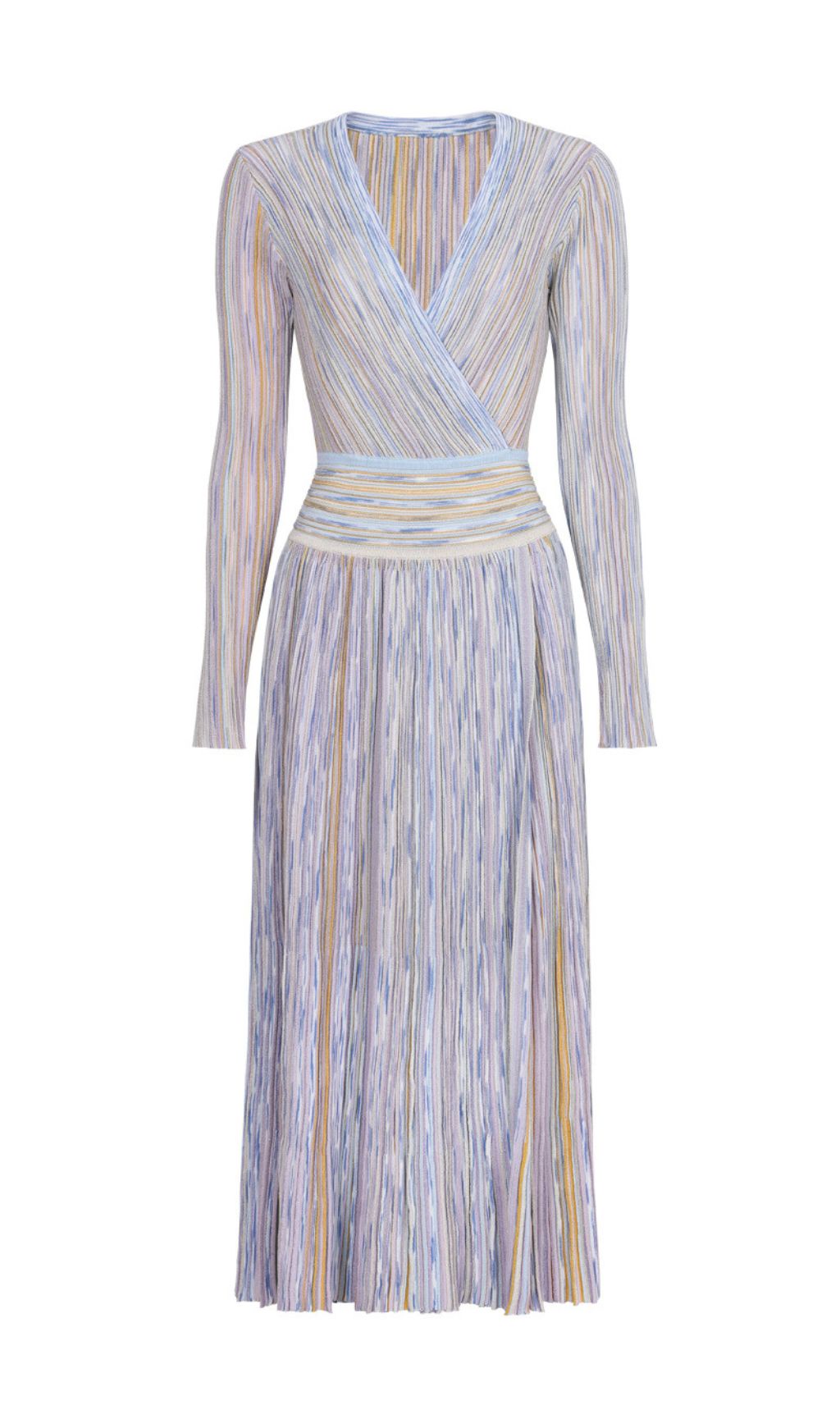 Gisela Chic Pastel Stripe V-Neck Midi Dress