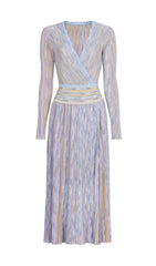 Gisela Chic Pastel Stripe V-Neck Midi Dress